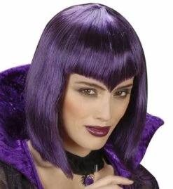 PERRUQUE GOTHIQUE (Cheveux Violets - En Boite)