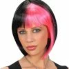 PERRUQUE ZOEY BICOLORE (Noire + Mèches Roses) Perruque En Boite