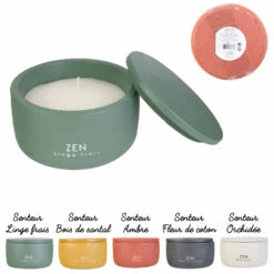BOUGIE CIMENT PARFUMÉE (Bougie Avec 3 Mèches) Thème Zen - 5 Senteurs