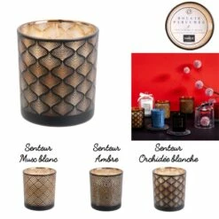 BOUGIE DÉCO VERRE NOIR (Dimension 7 X 8 X 7 Cm) Parfumée - 3 Senteurs
