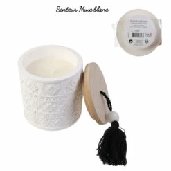BOUGIE PARFUMÉE POMPON (Céramique - 9 X 7.5 Cm) Senteur Musc Blanc