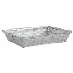PANIER EN BAMBOU ARGENT (Taille 36 X 27 Cm)