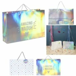 PACK SACS CADEAUX DESIGN (Lot 18 Sacs Holographiques) Taille 50 X 12 X 33 Cm