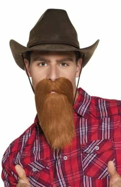 BARBE MARRON WESTERN (Longue Barbe Adhésive)