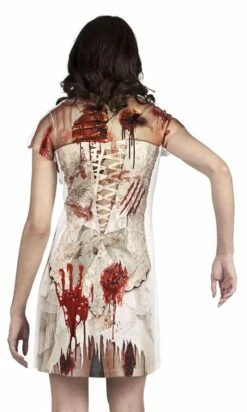 ROBE ZOMBIE SANGLANTE (Robe Imprimée Avec Sang) Tailles S Et M -FêteMagique Soldes import 248 84303 3