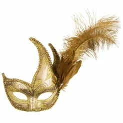 LOUP VENISE DORURES (Masque Avec Plumes) -FêteMagique Soldes import 64 00219 2