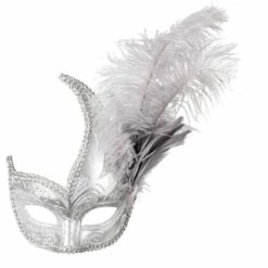 LOUP VENISE ARGENT (Masque Avec Plumes) -FêteMagique Soldes import 64 00220 2