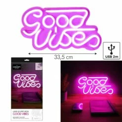 LAMPE TUBE GOOD VIBES (Lampe Néon 33 X 17 Cm)