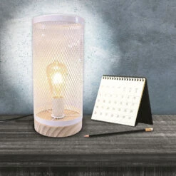 LAMPE CYLINDRE FILAIRE (Grille Blanche)