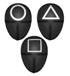 MASQUE SQUID GAME (Masque Noir De Worker) Rond, Carré, Triangle