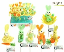 LAPIN DE PÂQUES SUR TIGE (Pack 18 Pièces Assorties)