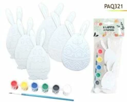 LAPIN DE PÂQUES A PEINDRE (Pack 6 Lapins En Mousse)
