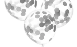 BALLONS AVEC CONFETTIS (Confettis Argent & Brillants) Sachet De 6 Ballons 30 Cm