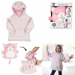 SWEAT PLAID A CAPUCHE (Rose - Taille Enfant 4-6 Ans)