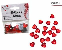 SACHET 40 COEURS STRASS (Dimension 2.5 Cm)